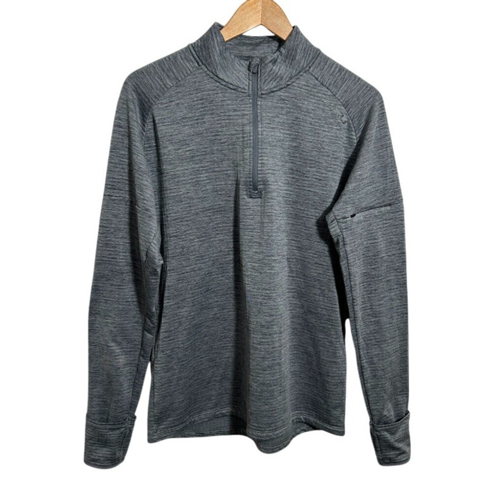 2XU Mens 1/4 Zip Pullover M Gray Micro Grid Fleece Lined Running Zip Pocket